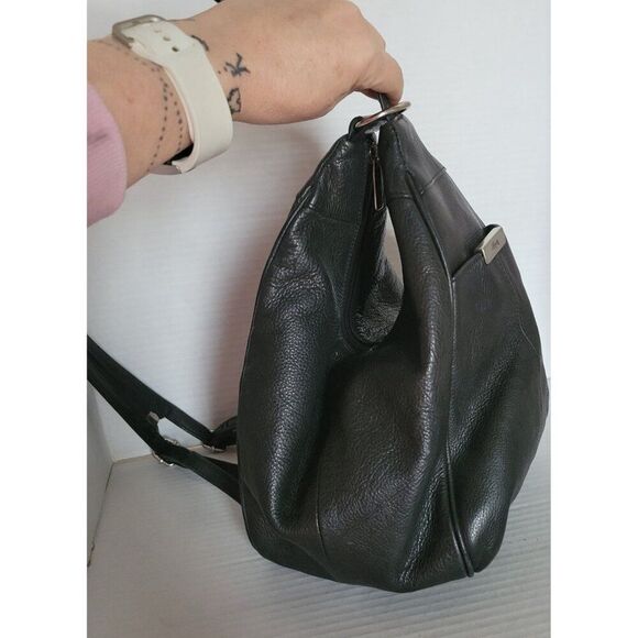 Fossil Shoulder Sling Backpack Leather Convertible Hobo Black Women\'s Woman\'s main image 6